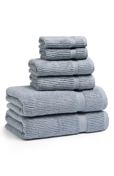 Shop Kassatex Mateo 6-piece Bath Towel, Hand Towel & Washcloth Set In Water Blue