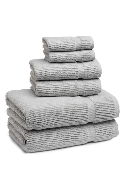 Shop Kassatex Mateo 6-piece Bath Towel, Hand Towel & Washcloth Set In Platinum