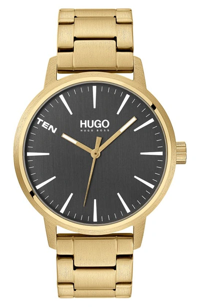 Shop Hugo Boss Hugo Stand Bracelet Watch, 42mm In Gold/ Gray/ Gold