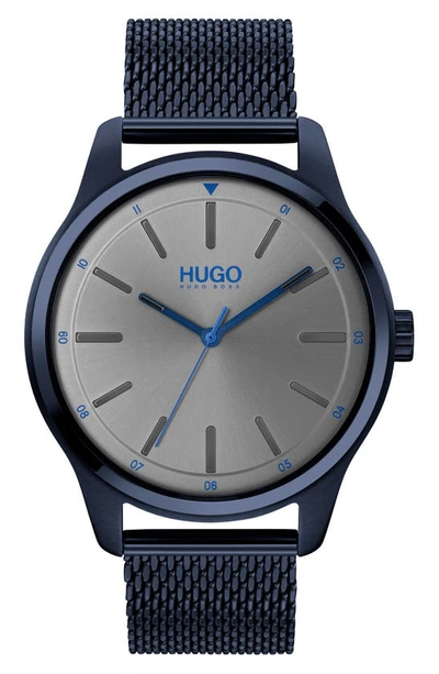 Shop Hugo Boss Dare Mesh Strap Watch, 42mm In Blue/ Gray/ Blue