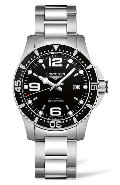 Shop Longines Hydroconquest Automatic Bracelet Watch, 41mm In Silver/ Black/ Silver