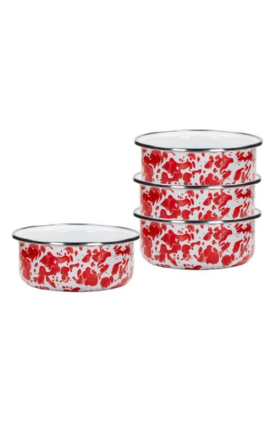 Shop Golden Rabbit Enamelware Swirl Set Of 4 Soup Bowls In Red