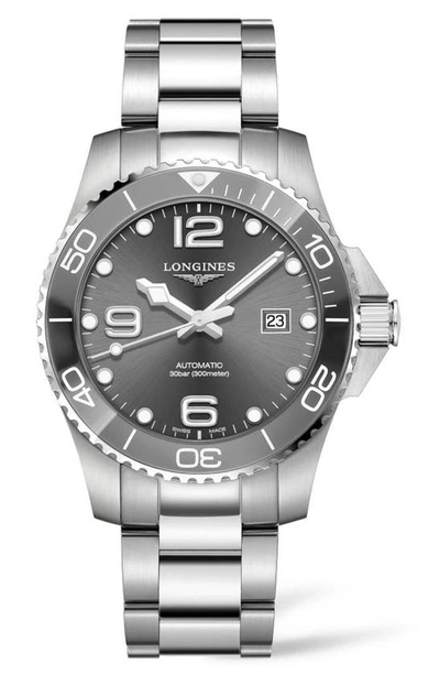 Shop Longines Hydroconquest Automatic Bracelet Watch, 43mm In Silver/ Grey/ Silver