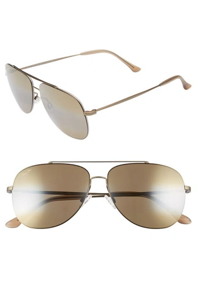 Shop Maui Jim Cinder Cone 58mm Polarizedplus®2 Aviator Sunglasses In Matte Gold/ Bronze