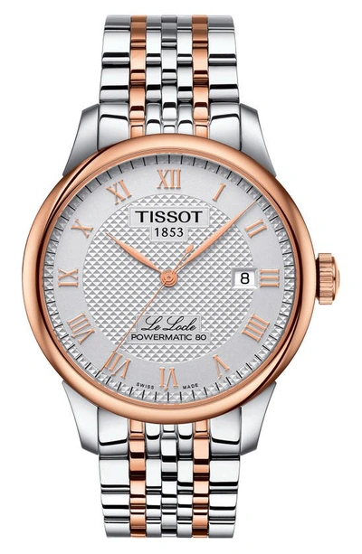 Shop Tissot Le Locle Bracelet Watch, 39mm In Silver/ Rose Gold