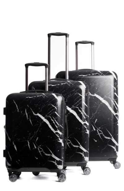 Shop Calpak Astyll 3-piece Marbled Luggage Set In Black