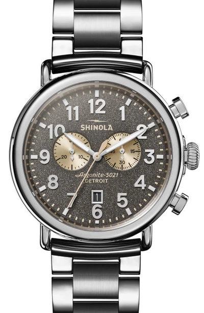 Shinola The Runwell Chronograph Cool Grey Dial Quartz Mens Watch S0120161938 In Silver/ Grey/ Cream/ Silver