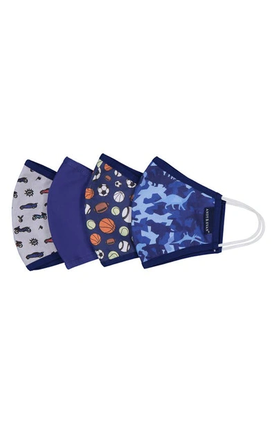 Shop Andy & Evan Assorted 4-pack Kids' Face Masks In Navy