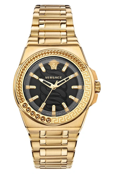 Shop Versace Chain Reaction Bracelet Watch, 40mm In Gold/ Black/ Gold