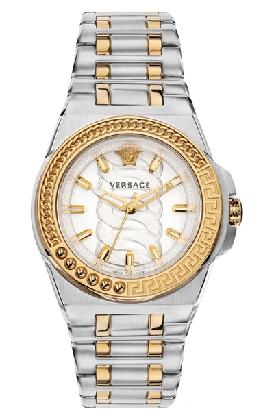 Shop Versace Chain Reaction Bracelet Watch, 40mm In Silver/ Gold