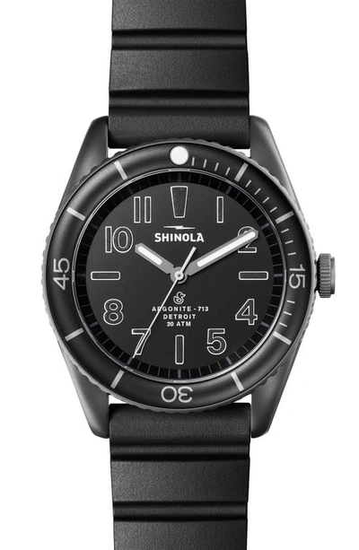 Shop Shinola Duck Rubber Strap Watch, 42mm In Black/ Gunmetal