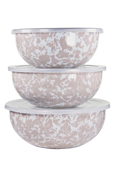 Shop Golden Rabbit Set Of 3 Nesting Mixing Bowls In Taupe Swirl