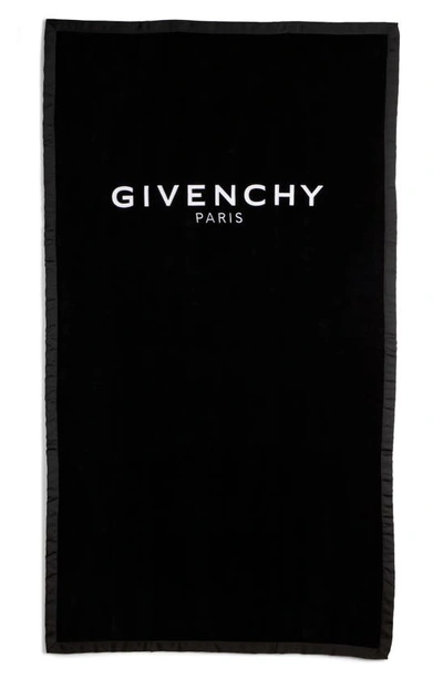Shop Givenchy Embroidered Beach Towel In Black