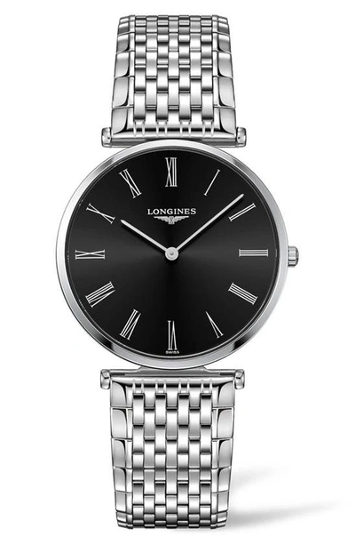 Shop Longines La Grande Classique De  Bracelet Watch, 34mm In Silver/ Black