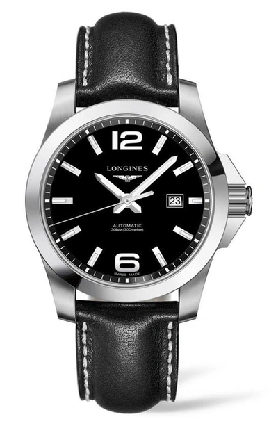 Shop Longines Hydroconquest Automatic Bracelet Watch, 41mm In Black/ Silver