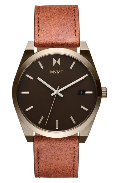Shop Mvmt Element Leather Strap Watch, 43mm In Brown/ Coffee/ Beige Gold