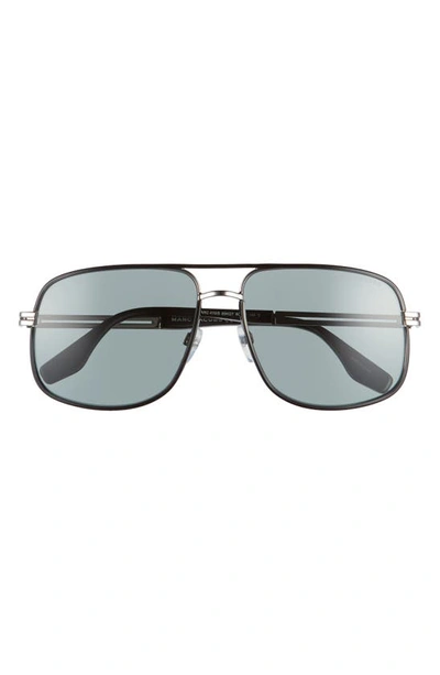 Shop Marc Jacobs 60mm Aviator Sunglasses In Ruthenium Black/ Green