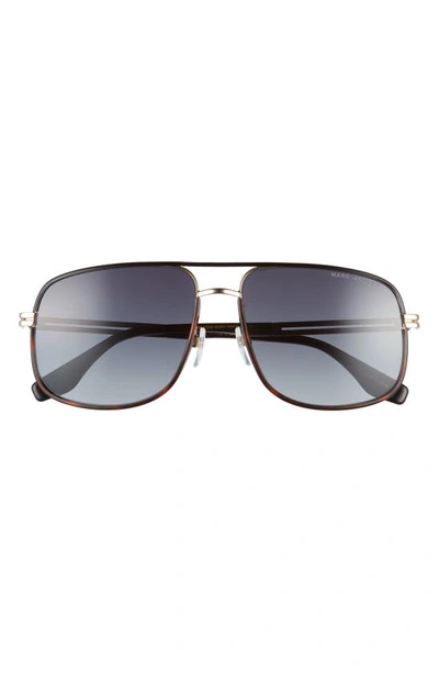 Shop Marc Jacobs 60mm Aviator Sunglasses In Gold Havana/ Dark Grey Grad