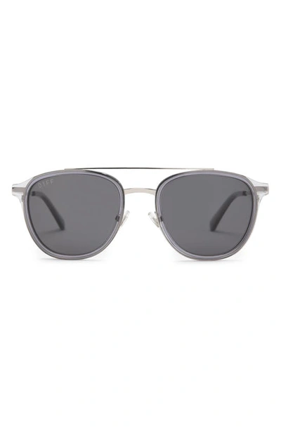 Shop Diff Camden 54mm Polarized Round Sunglasses In Smoke Crystal/ Grey