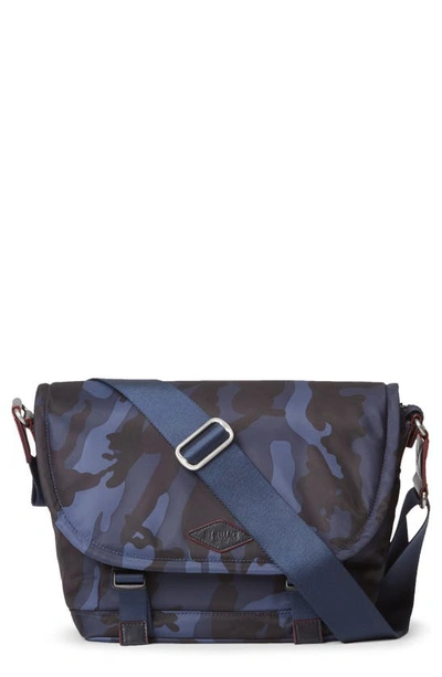 Shop Mz Wallace Small Bleecker Nylon Messenger Bag In Dark Blue Camo