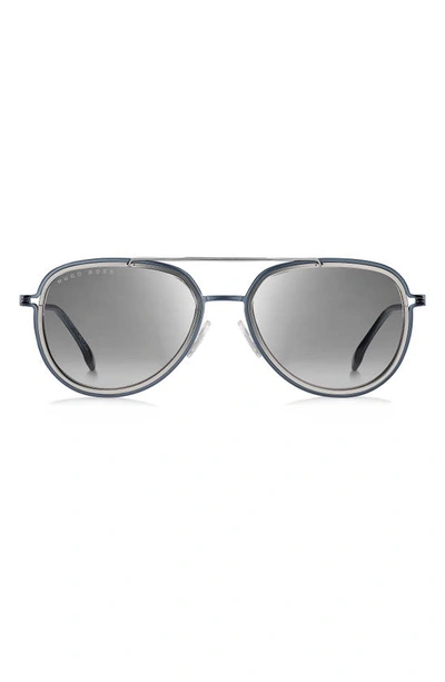 Shop Hugo Boss 56mm Gradient Aviator Sunglasses In Blue/ Ruthenim/ Grey Gradient