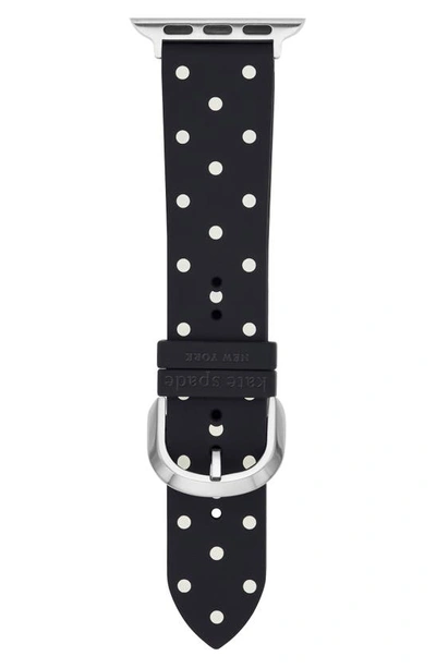 Shop Kate Spade Dot Print 20mm Silicone Apple Watch® Band In Black