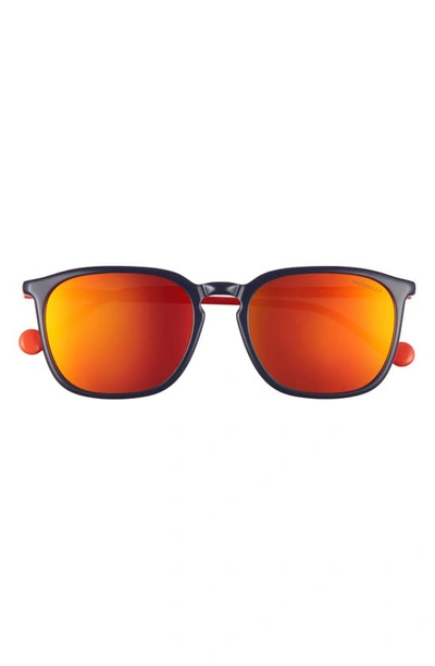 Shop Moncler 56mm Mirrored Square Sunglasses In Blue/ Orange/ Roviex Mirror