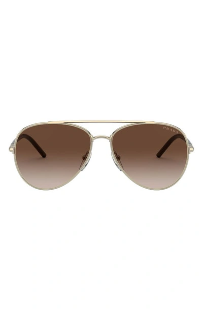Shop Prada 57mm Gradient Aviator Sunglasses In Oro Pallido/ Brown Gradient
