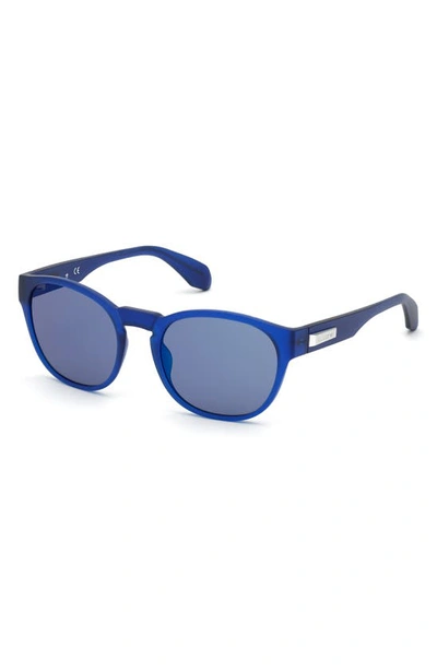 Shop Adidas Originals Originals 54mm Round Sunglasses In Matte Blue/ Blue Mirror