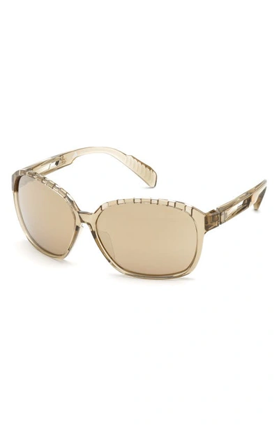 Shop Adidas Originals 62mm Sunglasses In Light Brown/ Brown Mirror