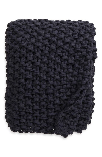 Shop Nordstrom Seed Stitch Jersey Rope Throw Blanket In Navy Blue