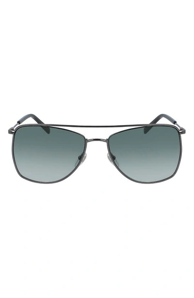 Shop Mcm 58mm Navigator Sunglasses In Green/ Green Gradient