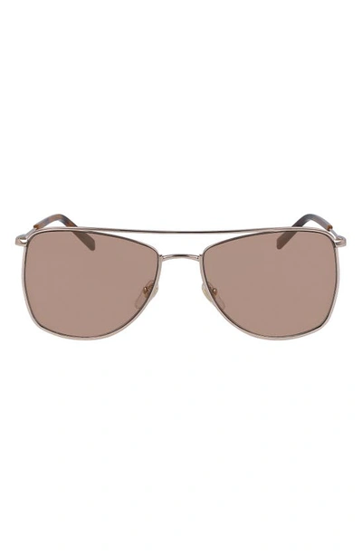 Shop Mcm 58mm Navigator Sunglasses In Rose Gold/ Brown Flash Gold