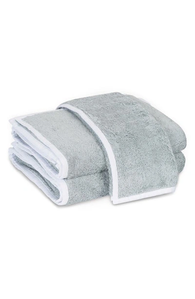 Shop Matouk Enzo Cotton Guest Hand Towel In Pool/ White