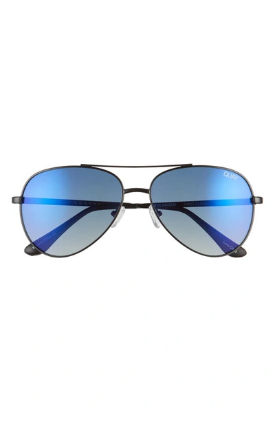 Shop Quay First Class 61mm Gradient Aviator Sunglasses In Matte Black/ Navy Flash