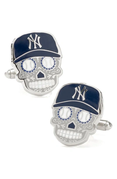 Shop Cufflinks, Inc New York Yankees Sugar Skull Cuff Links In Gray