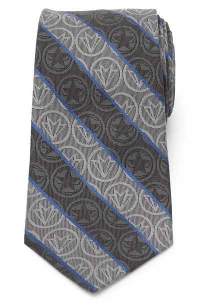 Shop Cufflinks, Inc Marvel Comics Winter Soldier & Falcon Stripe Silk Tie In Gray