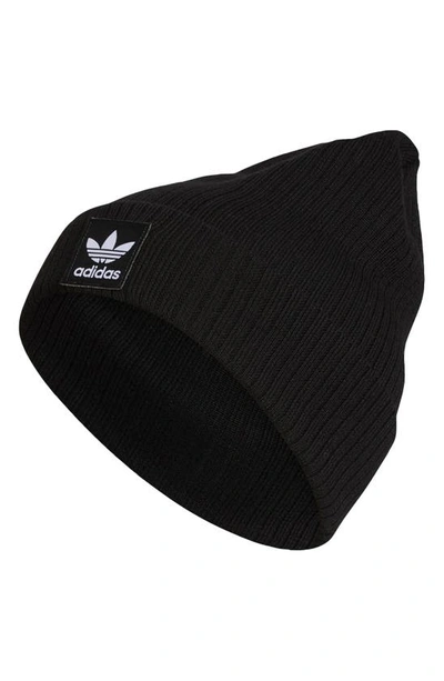 Shop Adidas Originals Logo Rib Beanie In Black