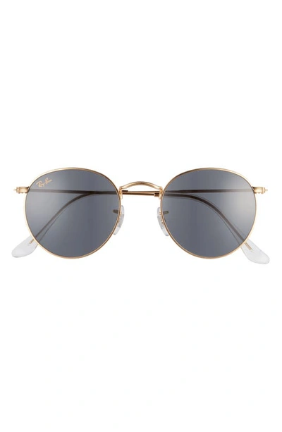 Shop Ray Ban Icons 50mm Round Metal Sunglasses In Legend Gold/ Blue
