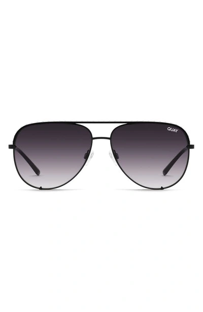 Shop Quay Rivet 56mm Aviator Sunglasses In Black/ Smoke