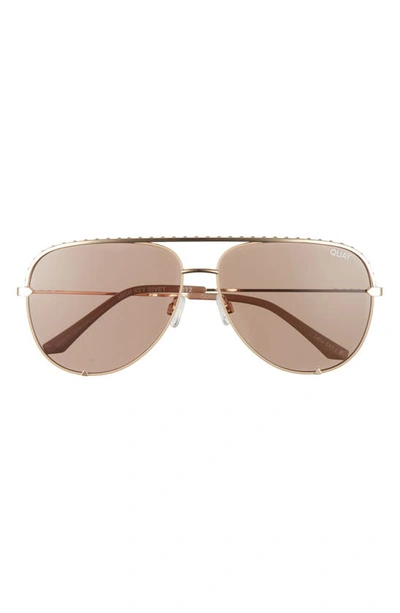 Shop Quay Rivet 56mm Aviator Sunglasses In Gold/ Tan