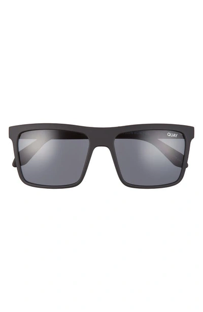 Shop Quay Let It Run 51mm Square Sunglasses In Matte Black/ Smoke