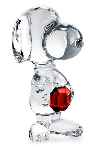 Shop Baccarat Snoopy Octagon Lead Crystal Figurine In Clear/red