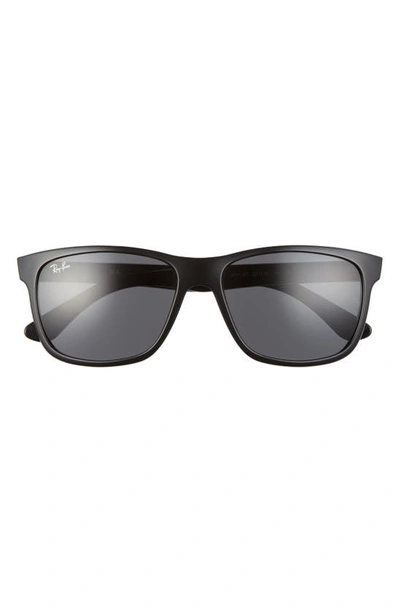 Shop Ray Ban 57mm Square Sunglasses In Shiny Black/ Dark Grey