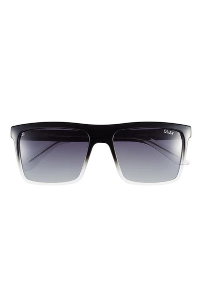 Shop Quay 56mm Gradient Square Sunglasses In Black/ Clear/ Smoke
