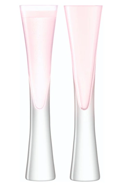 Shop Lsa Moya Set Of 2 Champagne Flutes In Blush