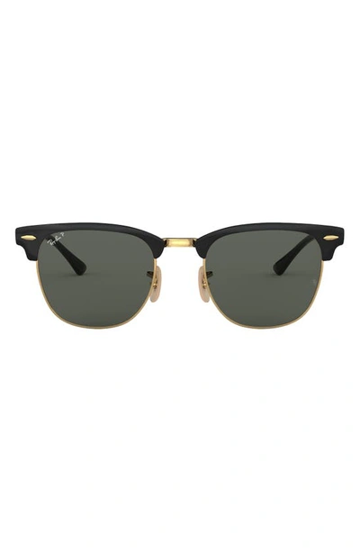 Shop Ray Ban Clubmaster Metal 58mm Polarized Square Sunglasses In Gold/ Black/ Green