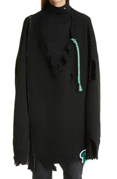 Raf Simons Archive Redux Aw '16 Oversize Destroyed Sweater In