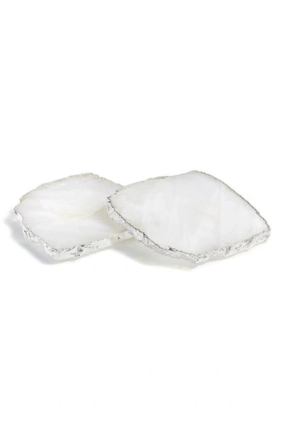 Anna New York Kivita Set Of 2 Coasters In Crystal Silver