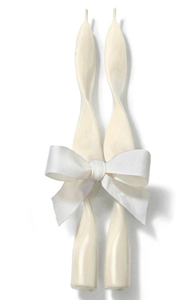 Shop Anna New York Denise Set Of 2 Taper Candles In Ivory